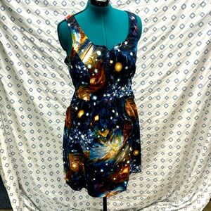 Modcloth Fervour Galaxy Space Constellation Dress Fit and Flare 1x